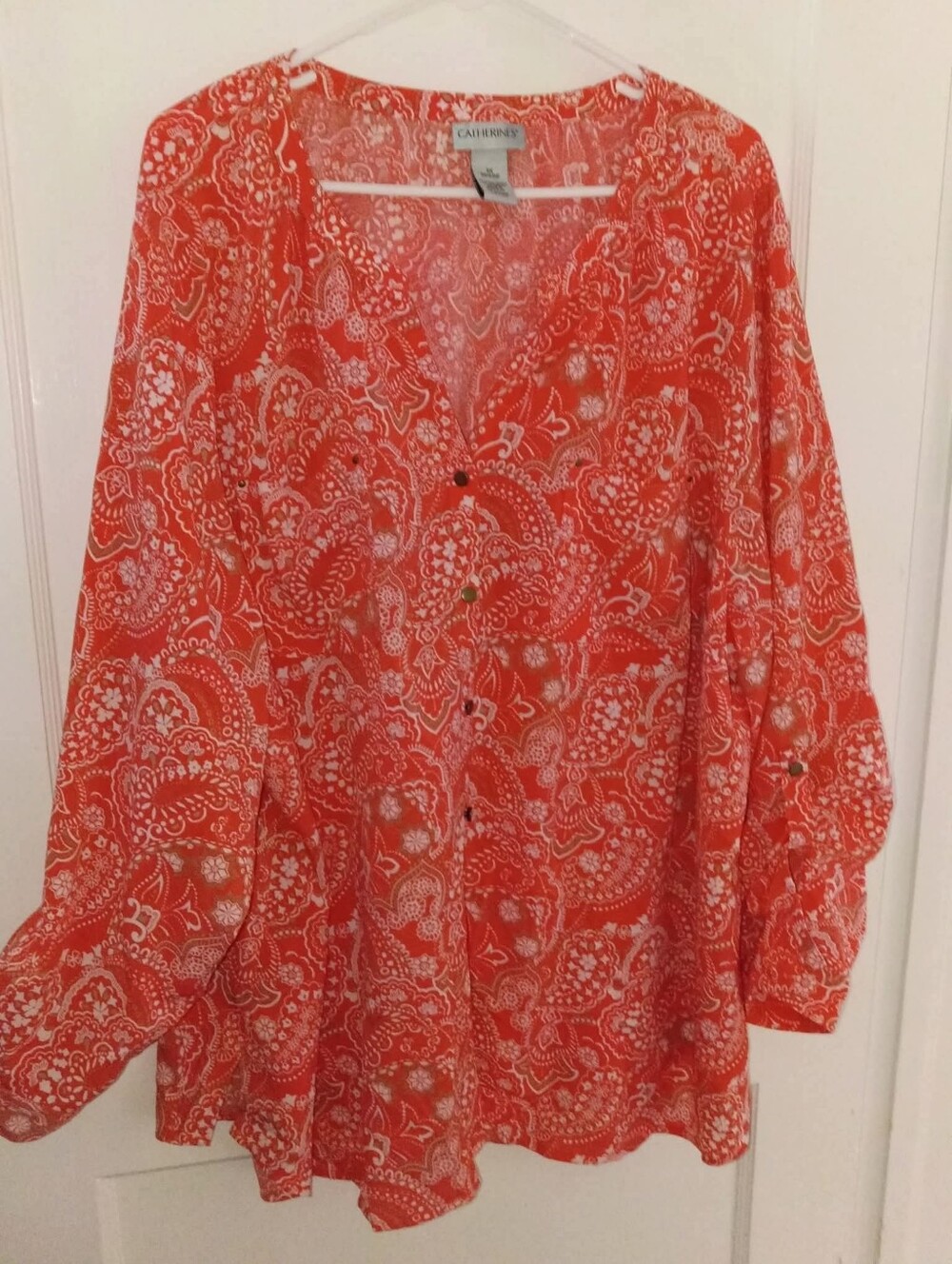 Catherines 3X (26W/28W) Women's Plus Size Oversize Blouse Shirt
